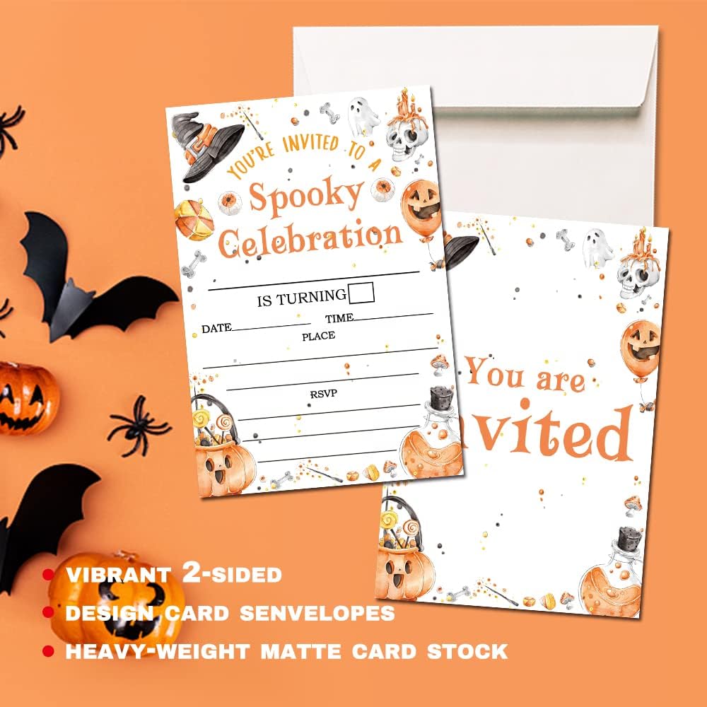 Deluxe Halloween Party Invitations Set with Envelopes