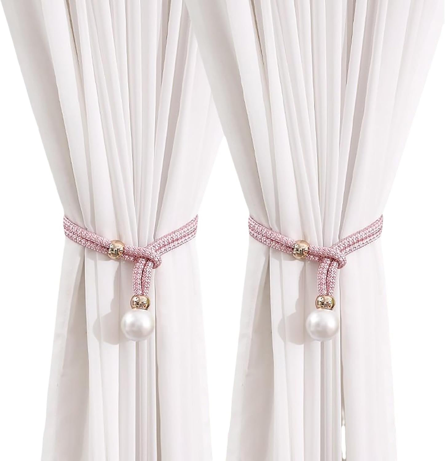 2 Pack Pink Handmade Curtain Tiebacks for Farmhouse Decor