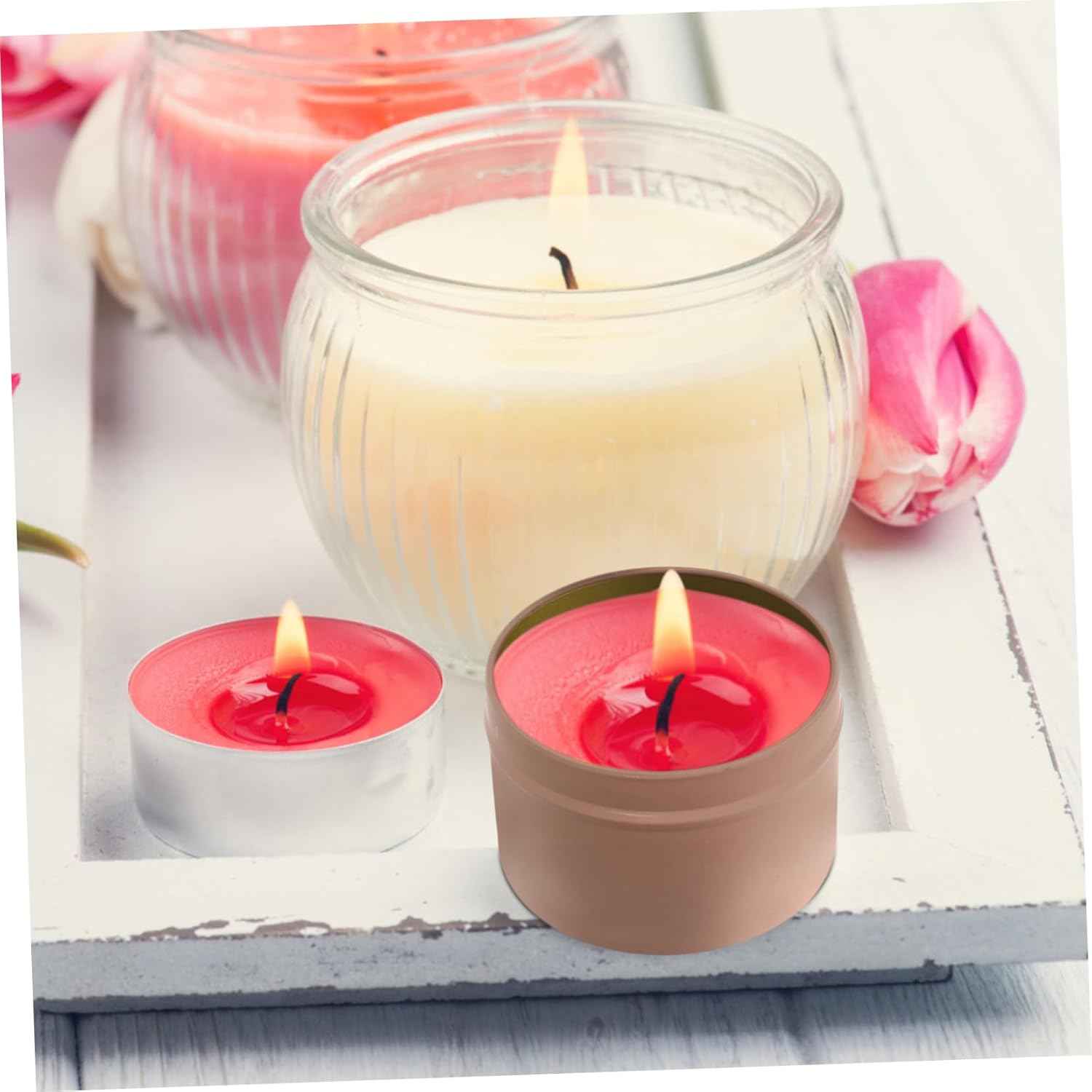 Happyyami 12pcs 4oz Metal Candle Tins with Lids Empty DIY Candle Jars
