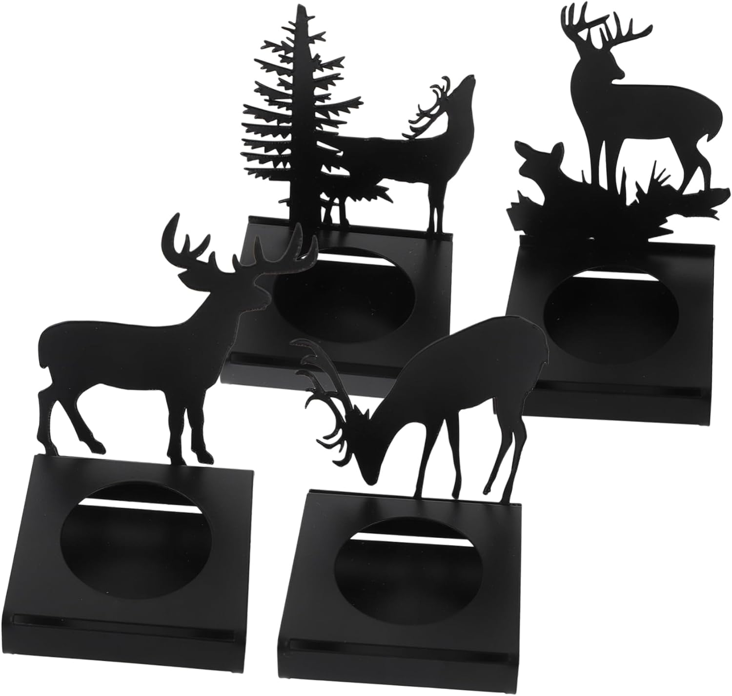 Cabilock 4pcs Christmas Elk Candle Holders Metal Tealight Stands for Holiday Centerpieces