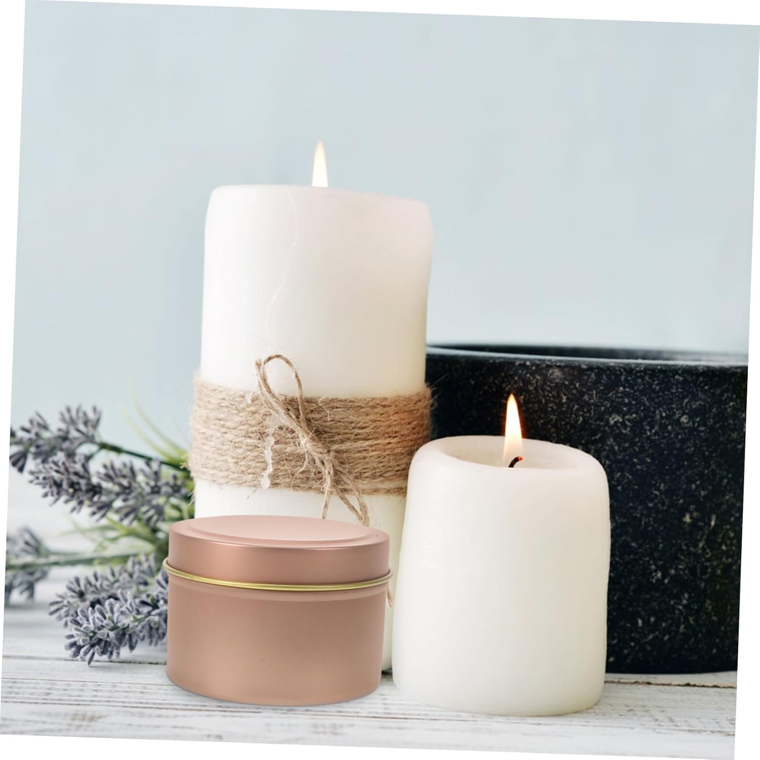 Happyyami 12pcs 4oz Metal Candle Tins with Lids Empty DIY Candle Jars