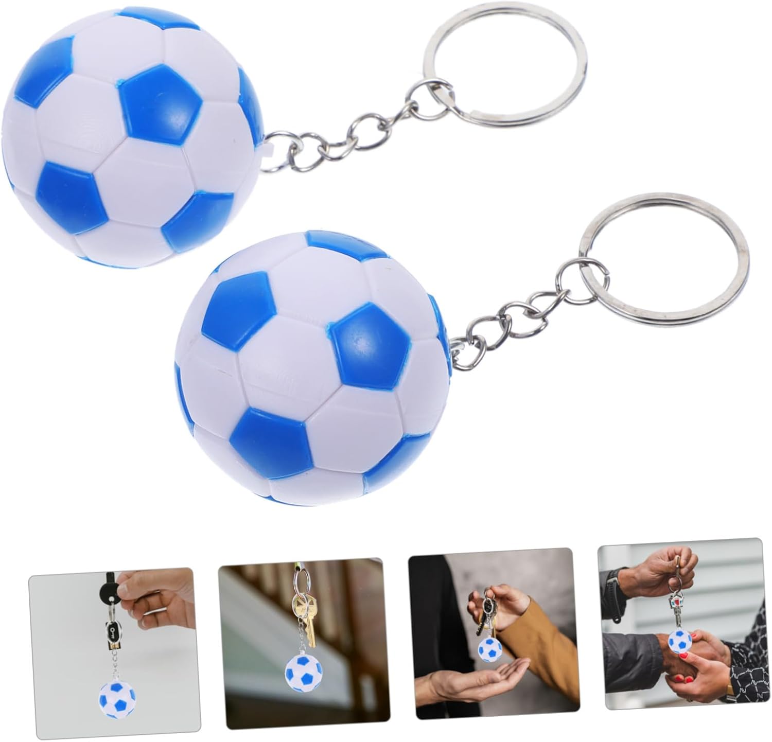 2PCS Soccer Ball Keychain Party Favors for School Carnival Birthday Celebrations