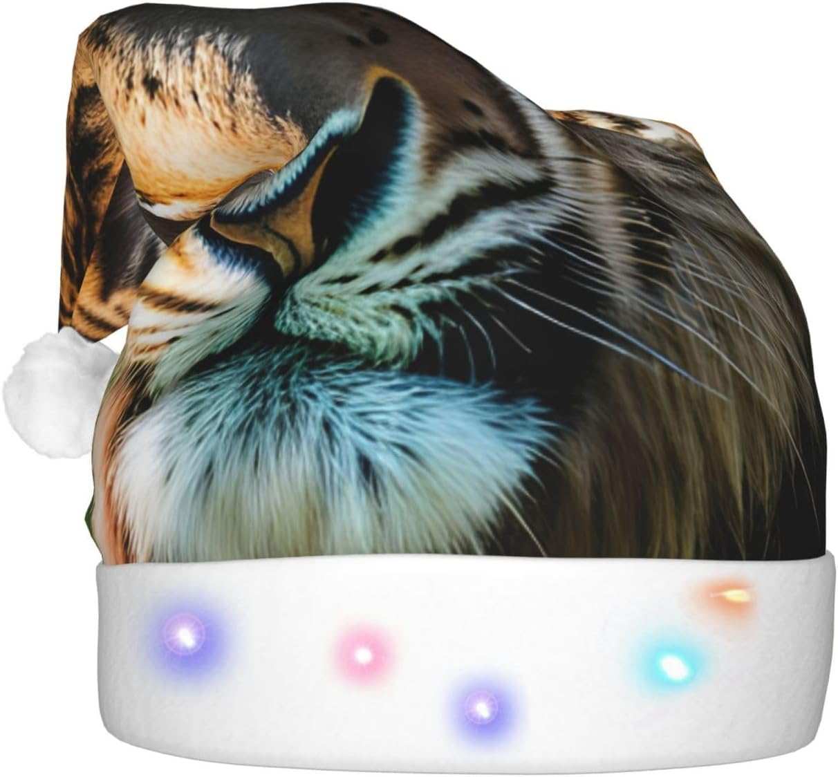 African Animals Print Christmas Party Hat with LED Lights