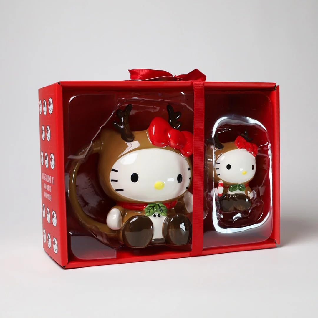 Blue Sky Clayworks Hello Kitty Reindeer Figural Mug and Figurine Set