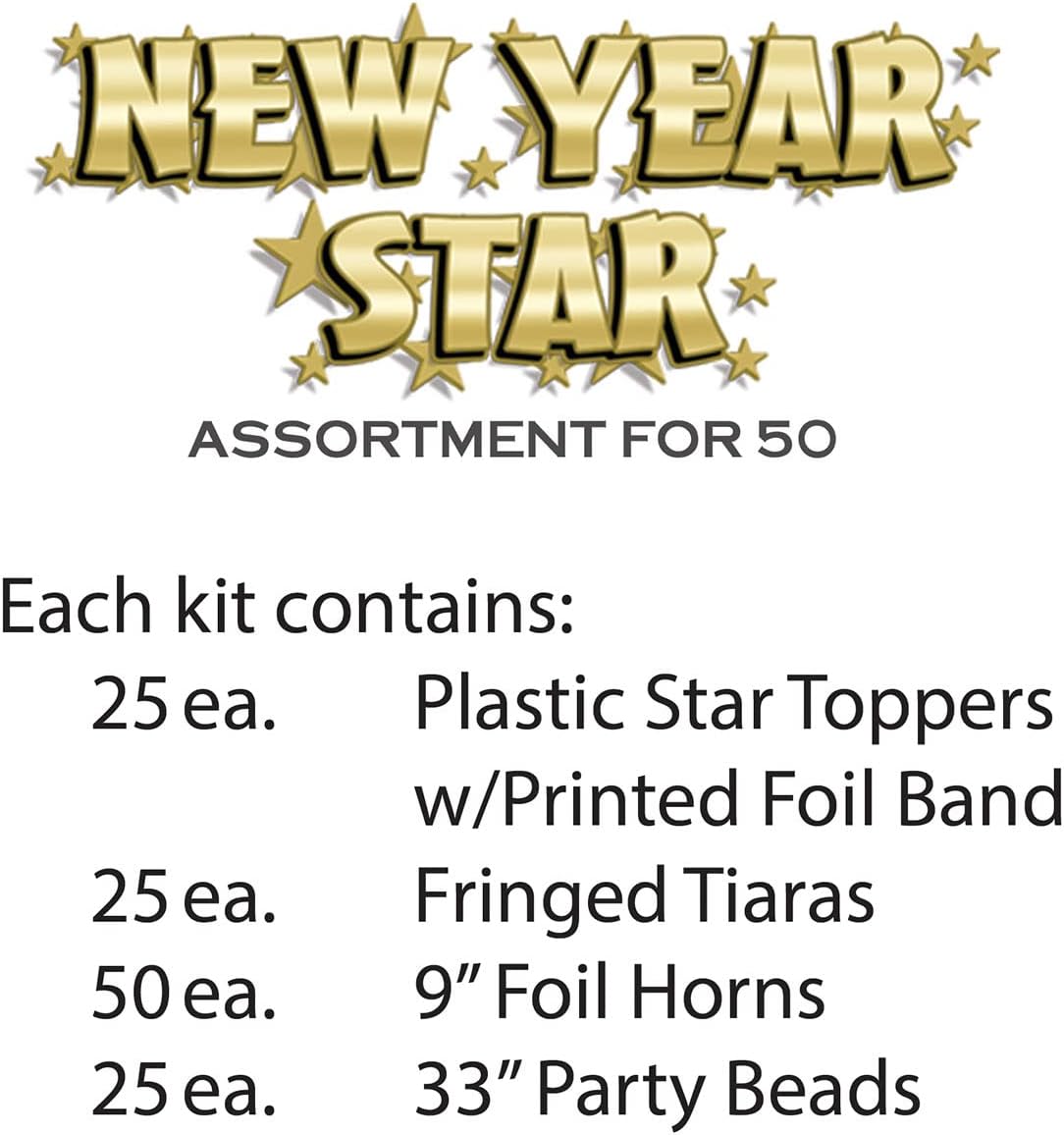 Beistle Gold New Year Star Party Kit for 50