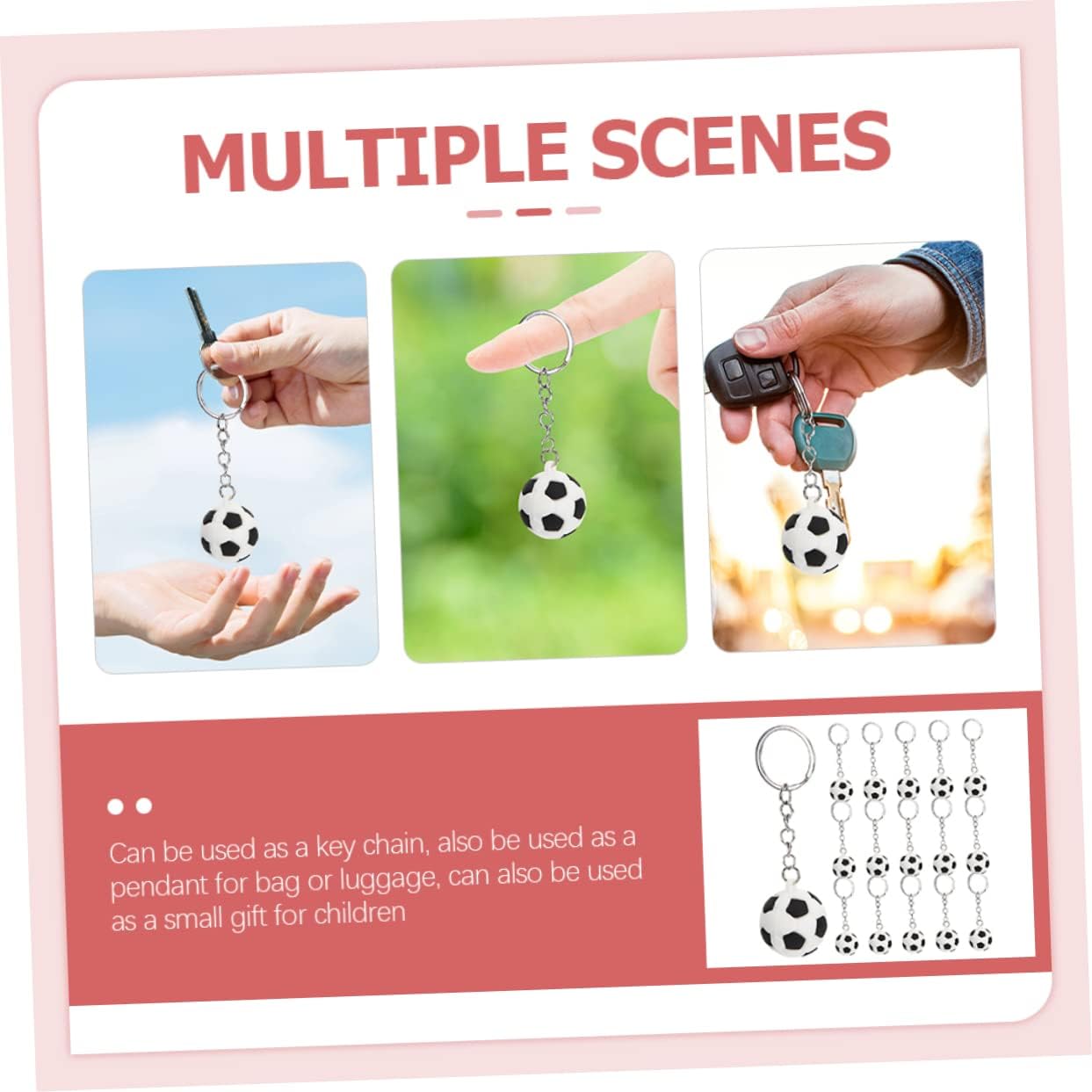 Soccer Themed Keychain for Boys and Girls Keyring