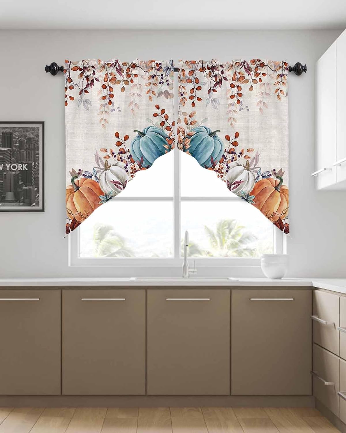 Thanksgiving Swag Curtain with Rod Pocket