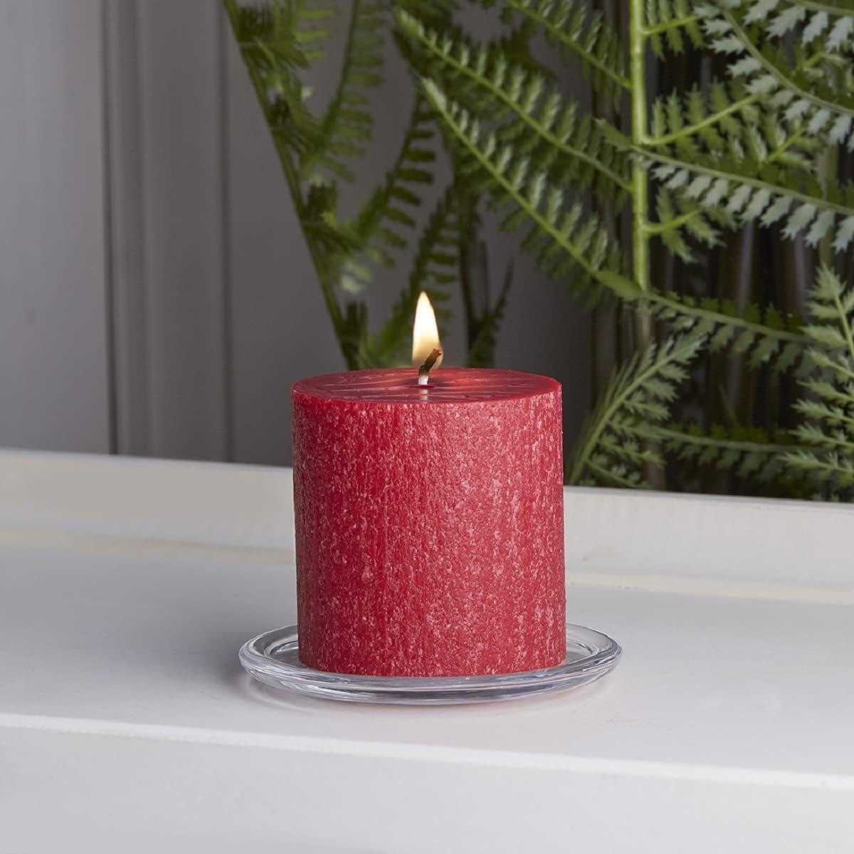 Root Candles Unscented Timberline Pillar Candle Red 3x3-inch