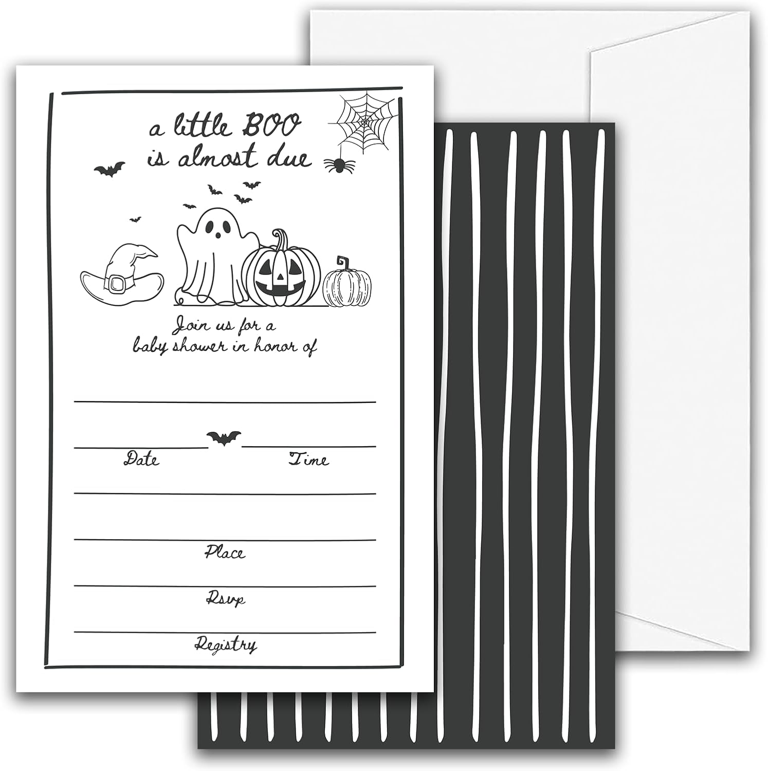 Halloween Baby Shower Invites 25 Double Sided with Envelopes