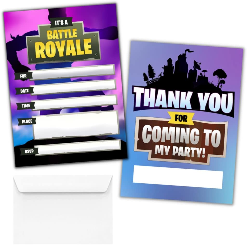 Hat Acrobat 20 Birthday Invitations for Boys - Game On Party Supplies Purple