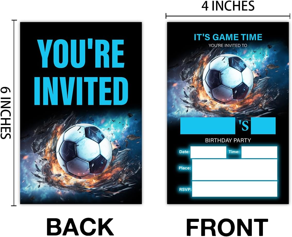 Soccer Birthday Invitations With Envelopes Set of 20