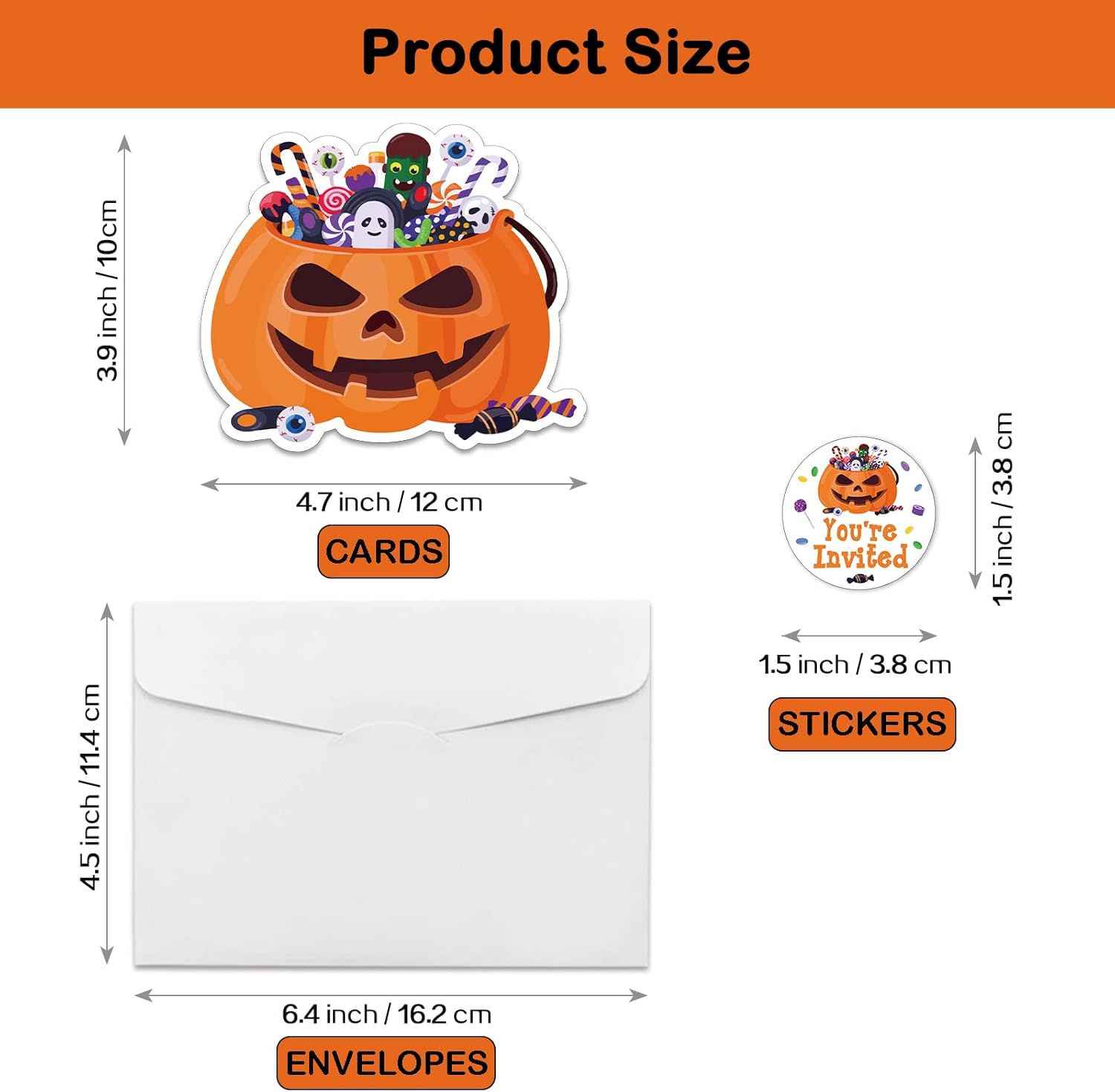 Rewidparty Halloween Pumpkin Party Invitations Set of 15