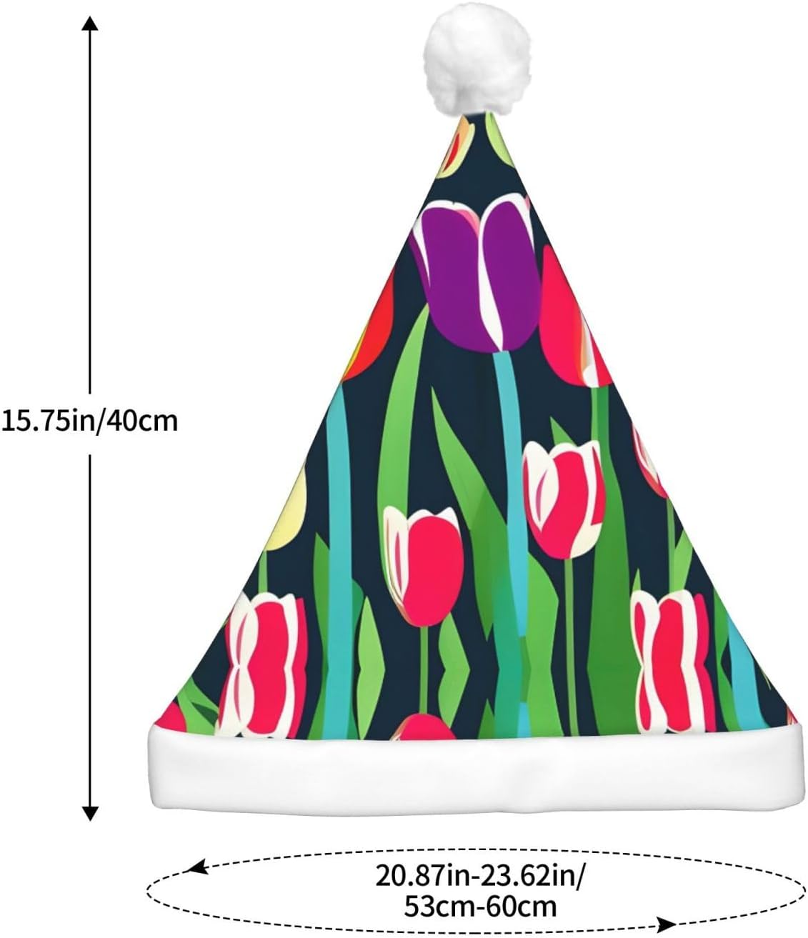 Colorful Tulips Print Christmas Hat with LED Lights