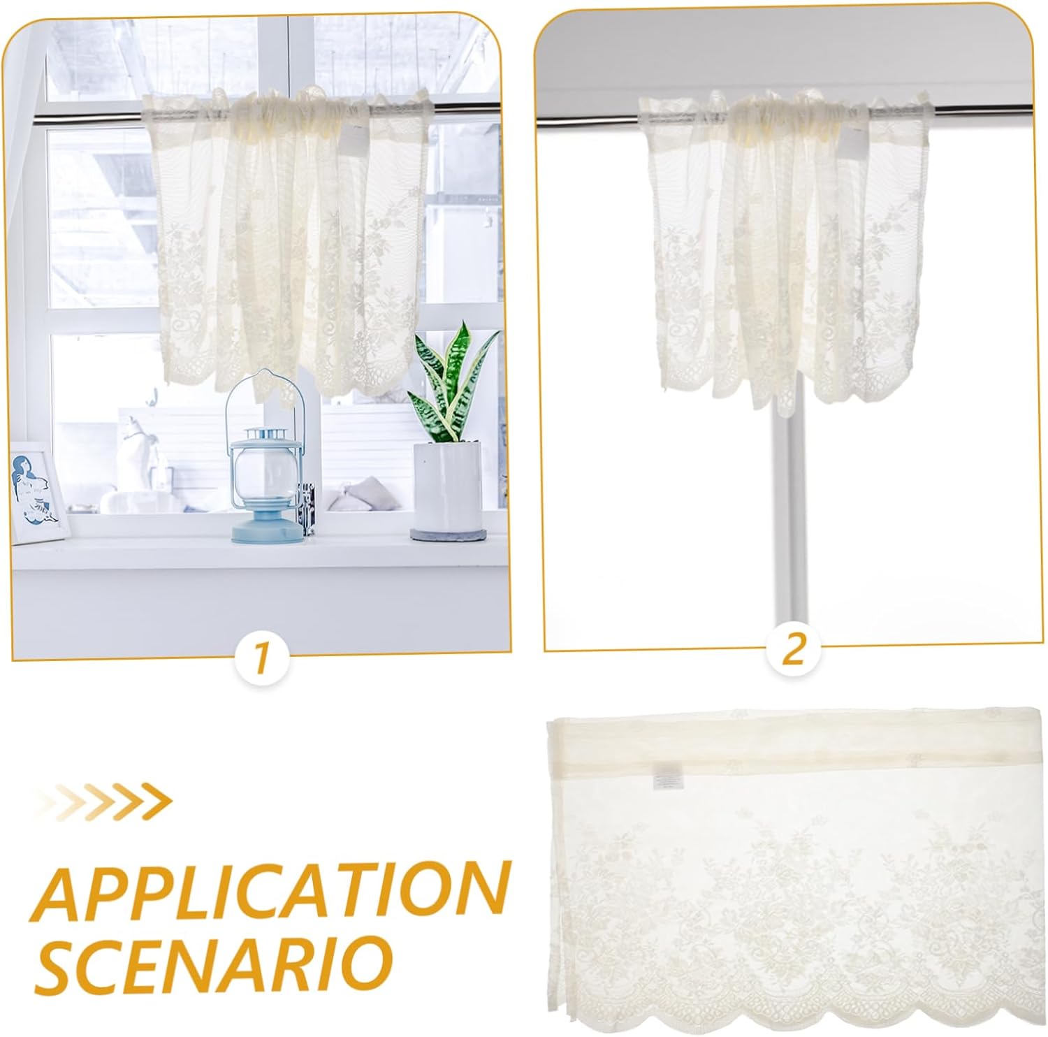 Happyyami Short Lace Window Valance Boho Decorative Curtain