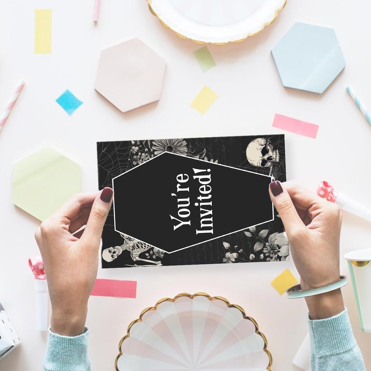 Halloween Party Invites Set of 20 with Envelopes Double Sided Blank Cards