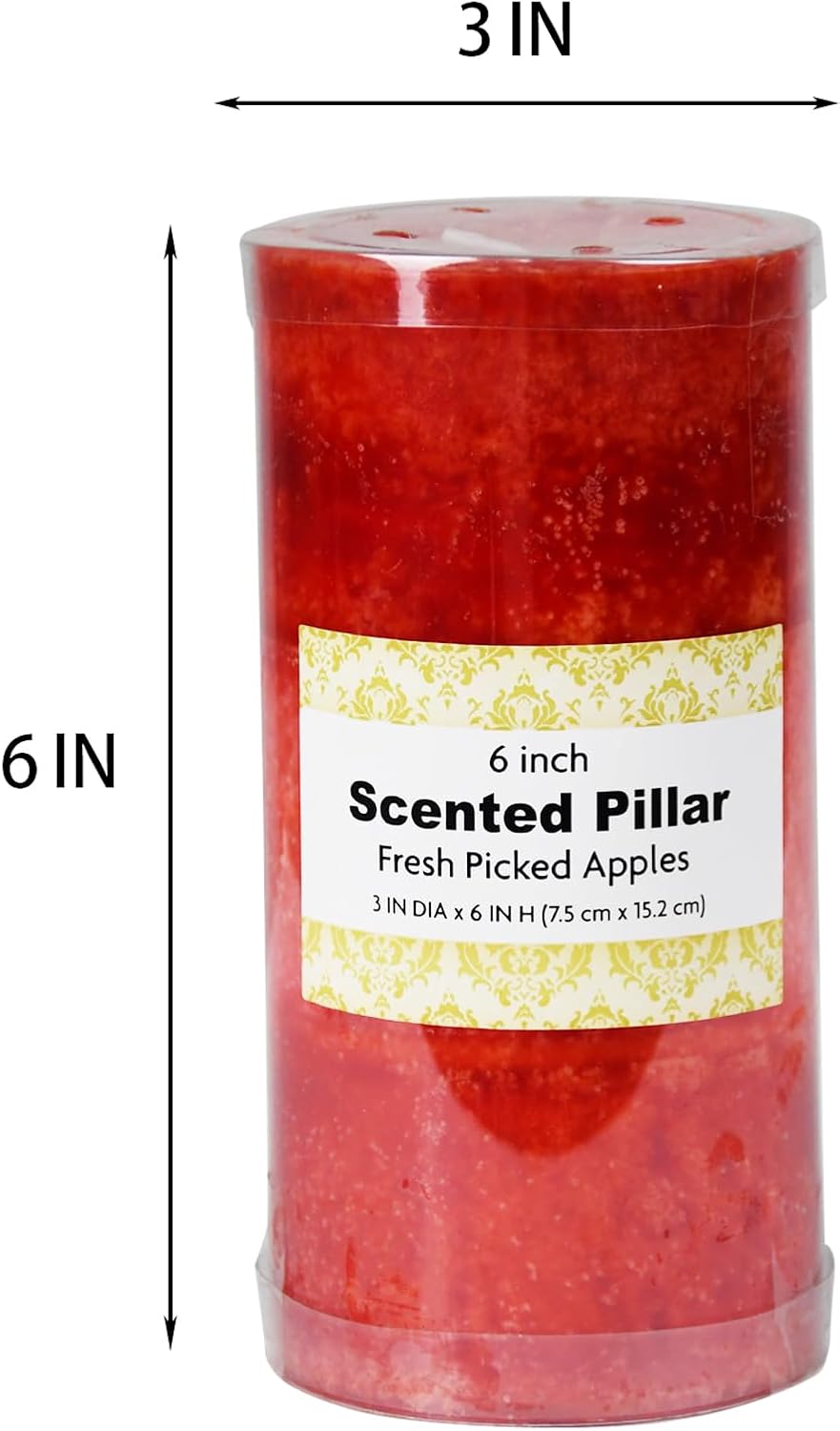 6 Inch Tritone Red Scented Pillar Candle 1