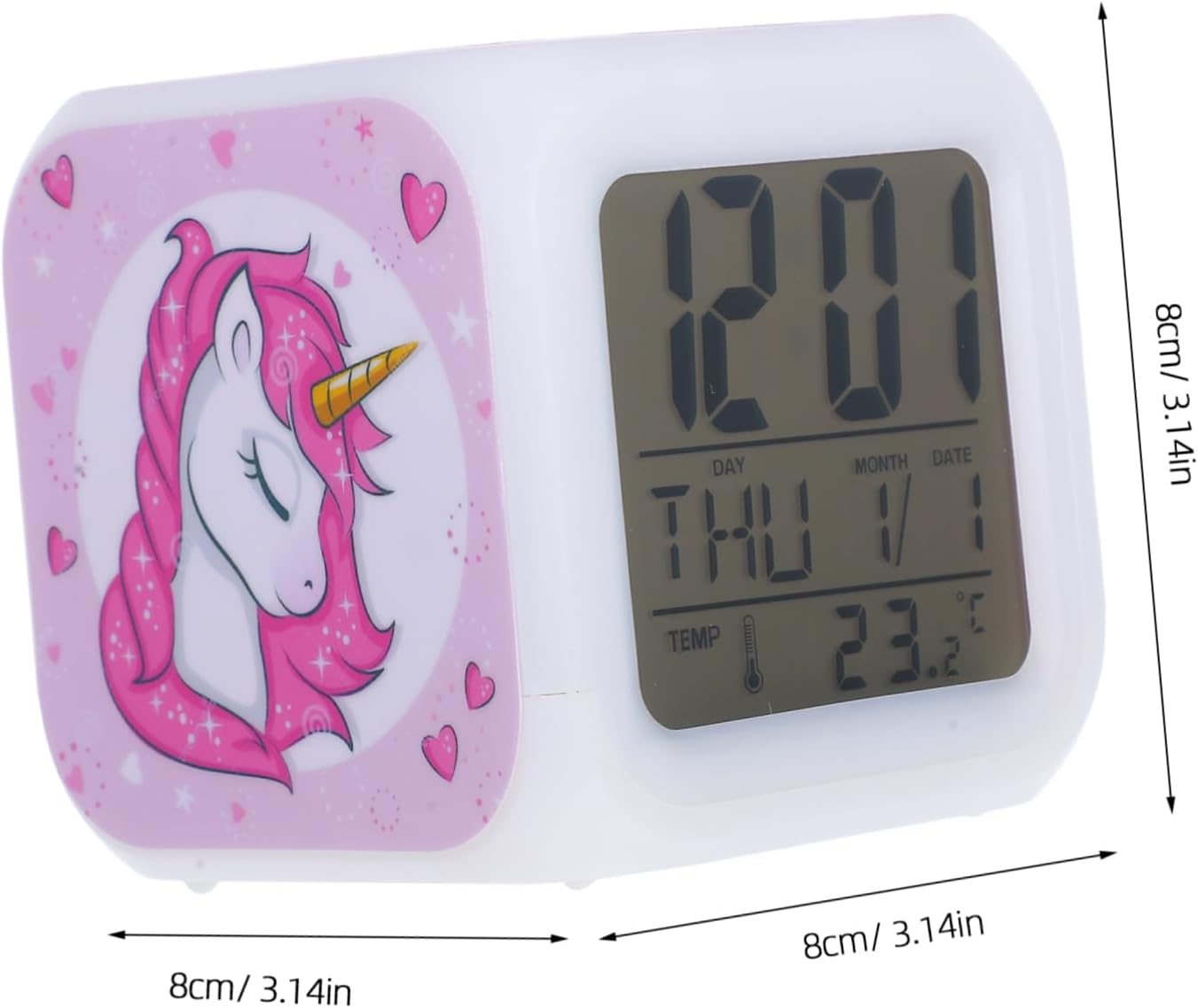 Zerodeko LED Unicorn Alarm Clock with Silent Mute Function