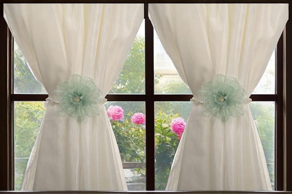 Elegant Pearl Beaded Magnetic Curtain Tiebacks 1 Pair