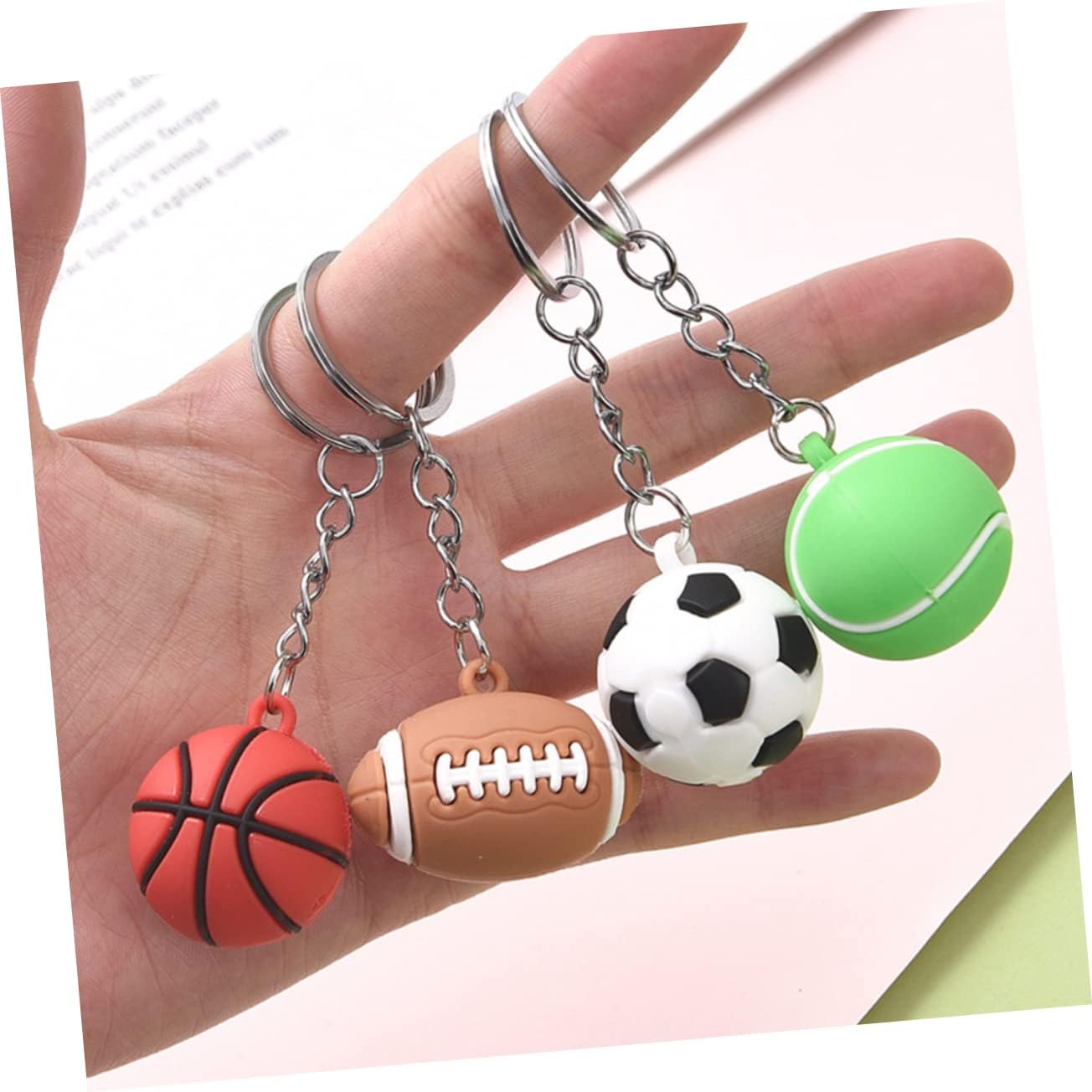 8pcs Sports Keychains Keyrings for Backpacks Luggage and School Bags
