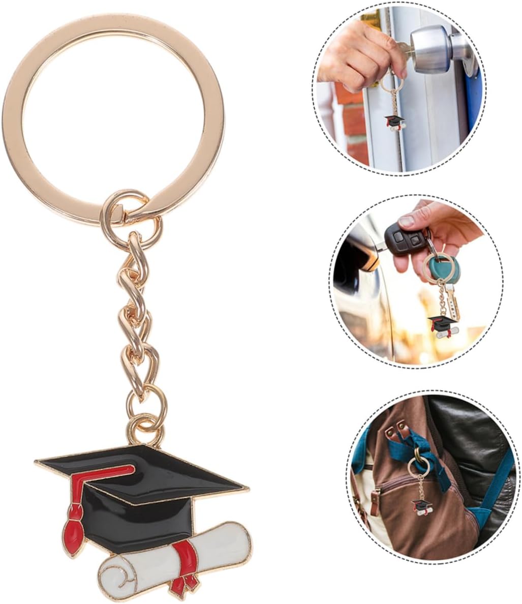 5pcs Zinc Alloy Graduation Cap Keychain Charms