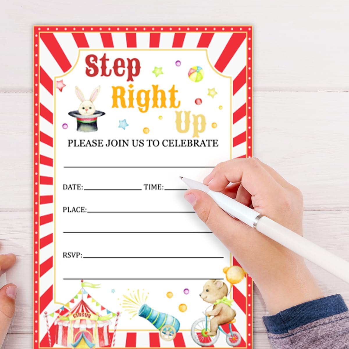 Carnival Birthday Party Invitations with Envelopes