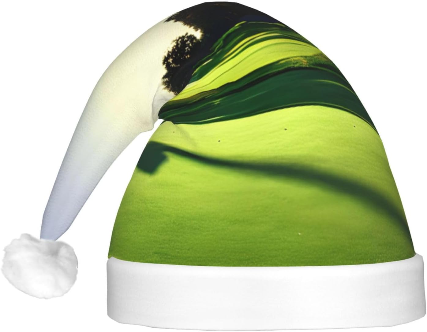Golf Course Print Christmas Hat with LED Lights