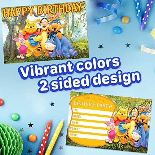 Set of 20 Honey Bear Birthday Invitations with Envelopes