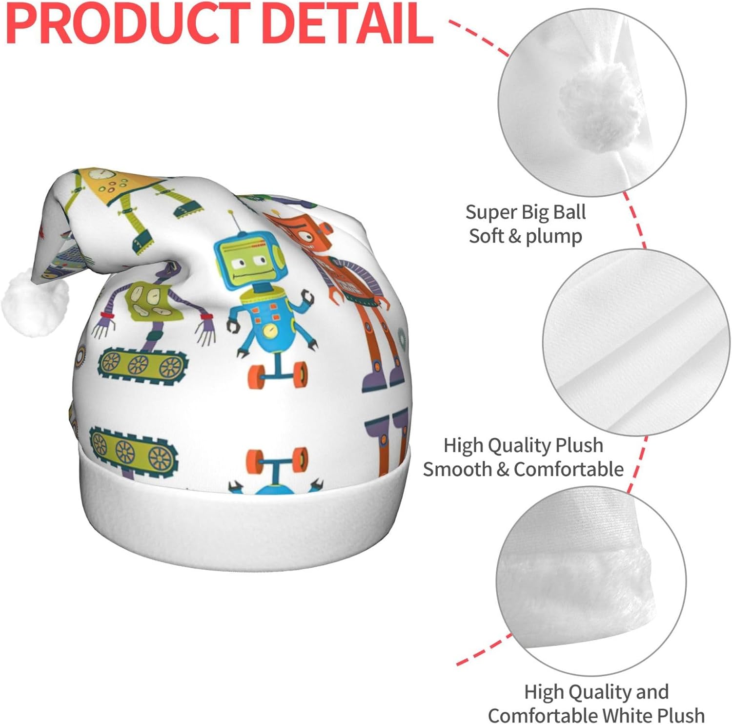 Cute Cartoon Robot Christmas LED Santa Hat for Festive Parties