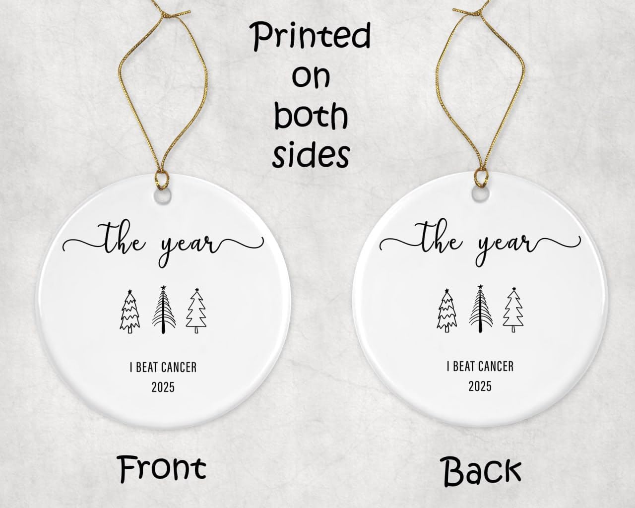 Year I Beat Cancer Ceramic Ornament - Breast Cancer Survivor Gift