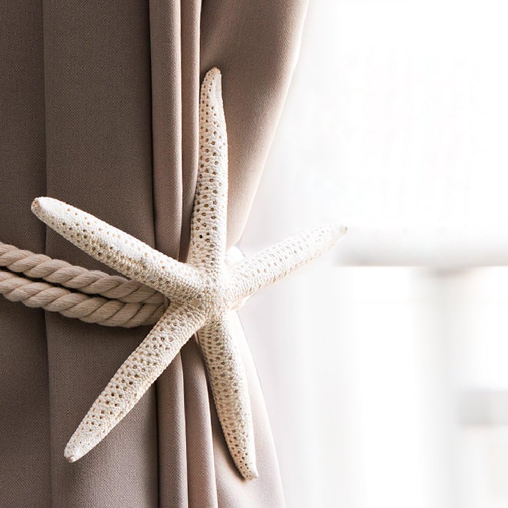 Chictie 2 Pieces Natural Starfish Curtain Tieback Rope Holdbacks