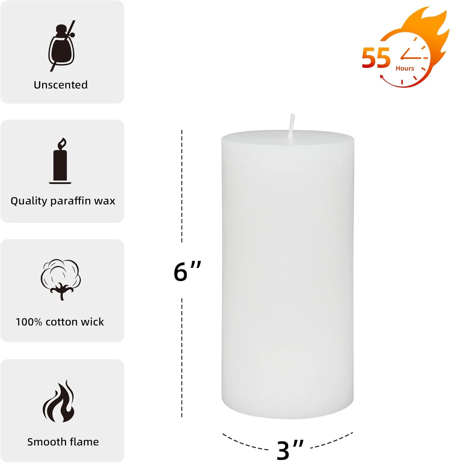 Zest Candle 6 Inch White Pillar Candle