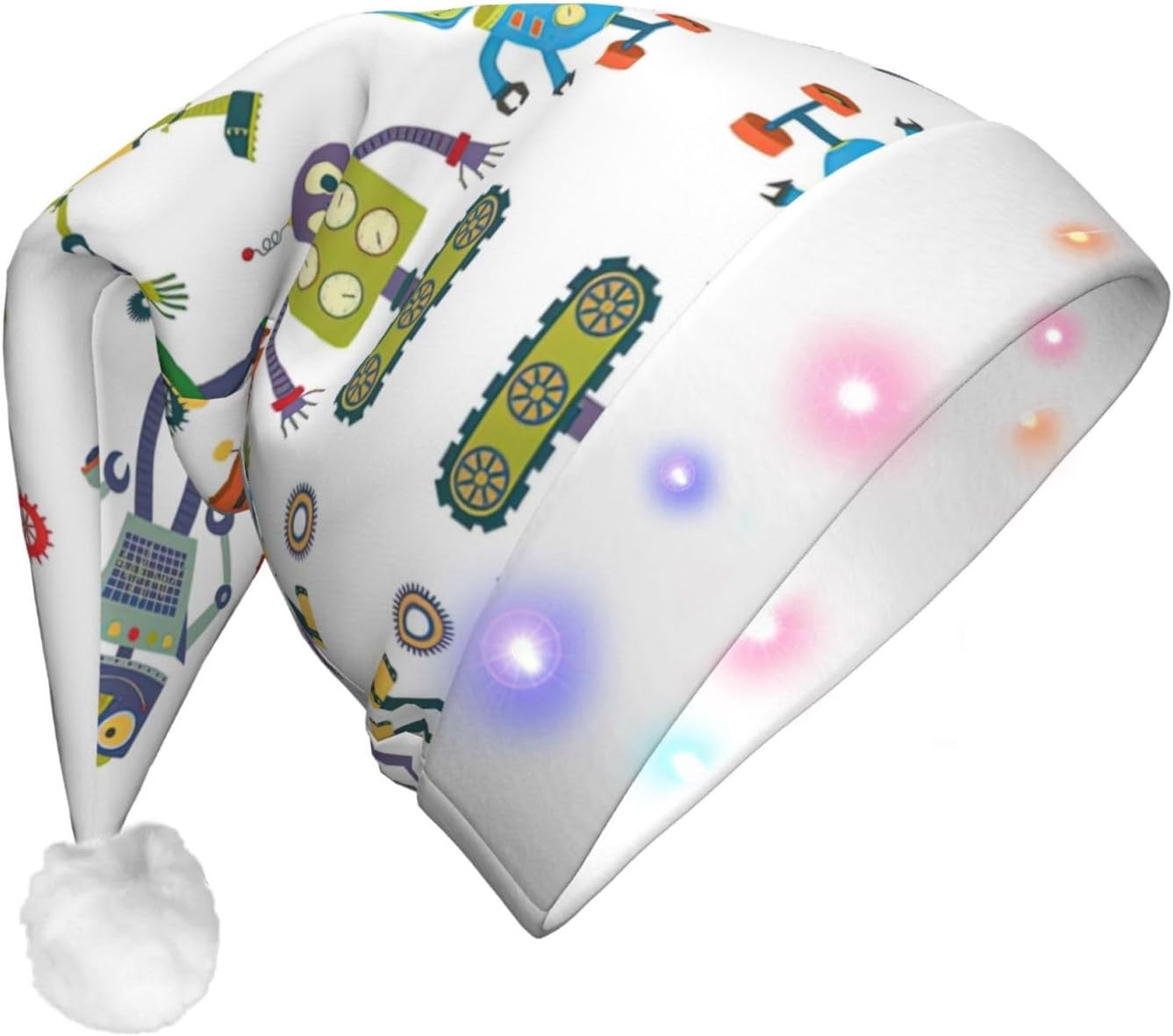 Cute Cartoon Robot Christmas LED Santa Hat for Festive Parties
