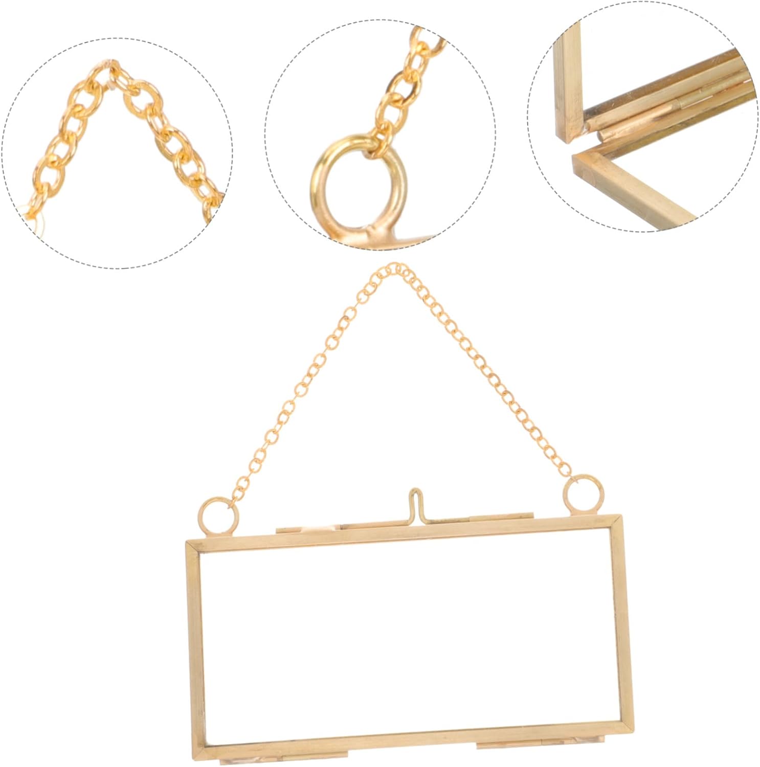 Brass Floating Glass Picture Frame for Pressed Flowers and Artwork Display