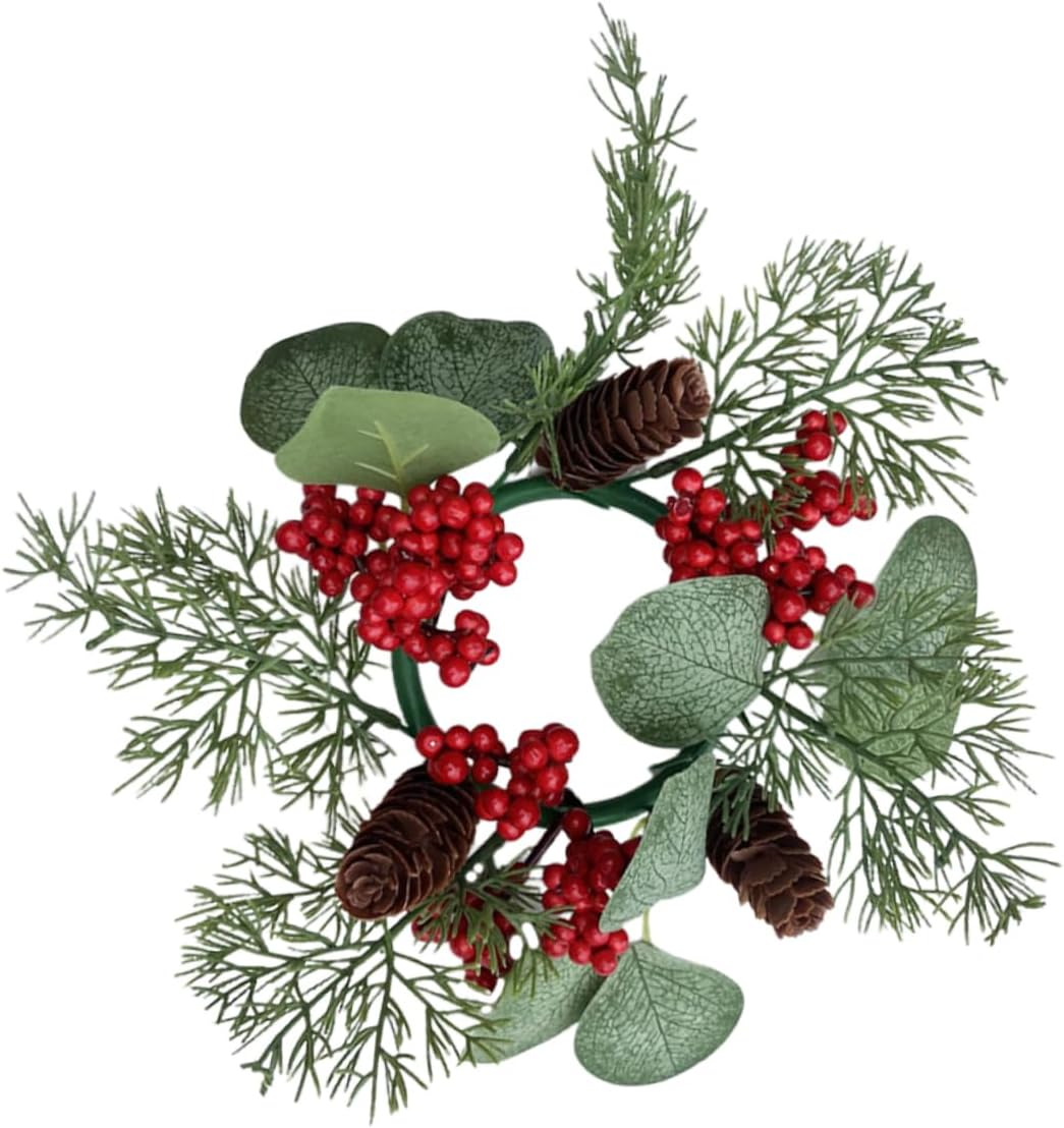 BESTYASH Christmas Candle Ring Wreath Artificial Decor
