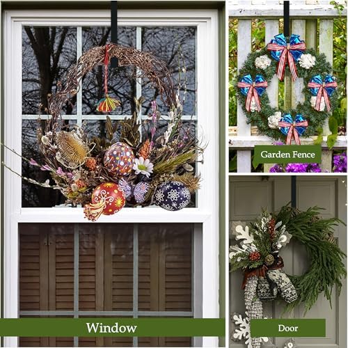 Nirohee 2 Pack Black Wreath Hangers for Front Door