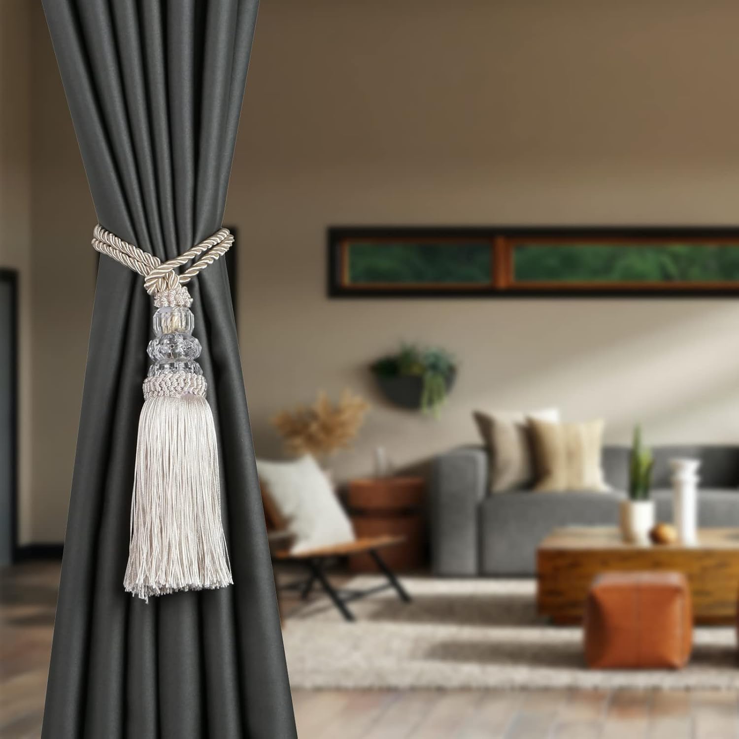 Curtain Tiebacks with Tassel Modern Window Curtain Holdbacks 2 Pack