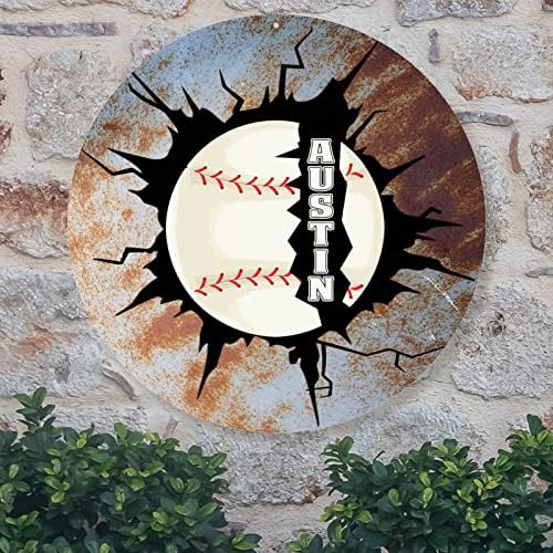 Burst Ball Baseball Welcome Door Sign Metal Wall Art