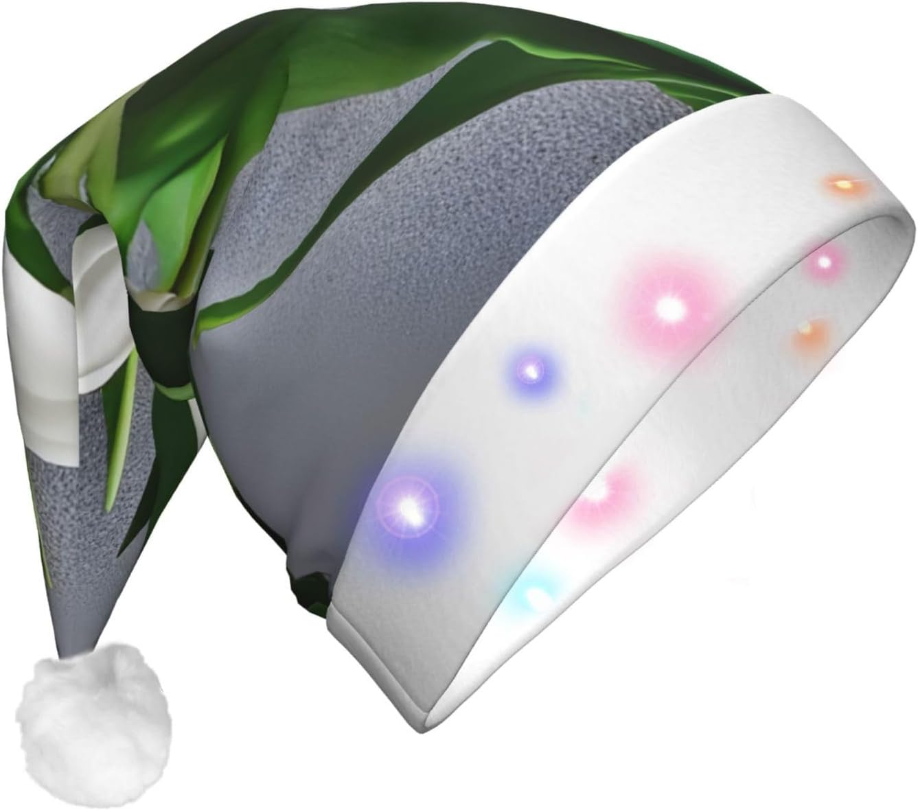 White Tulips Christmas Hat with LED Lights