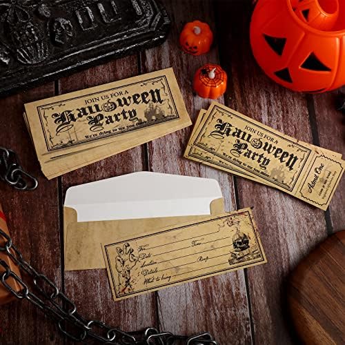 Woanger 50 Pcs Halloween Party Invitation Set with Envelopes Skull Design