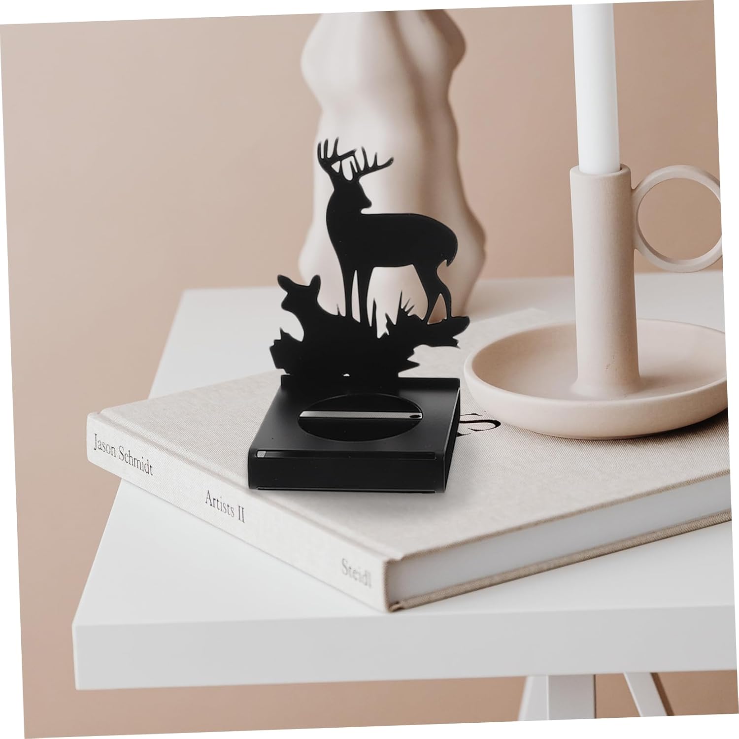 Cabilock 4pcs Christmas Elk Candle Holders Metal Tealight Stands for Holiday Centerpieces
