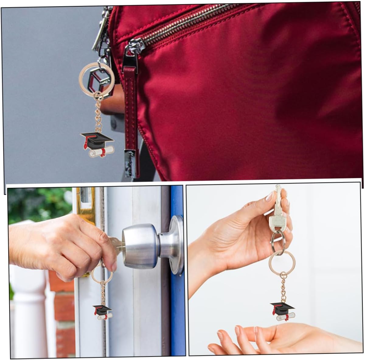 5pcs Zinc Alloy Graduation Cap Keychain Charms