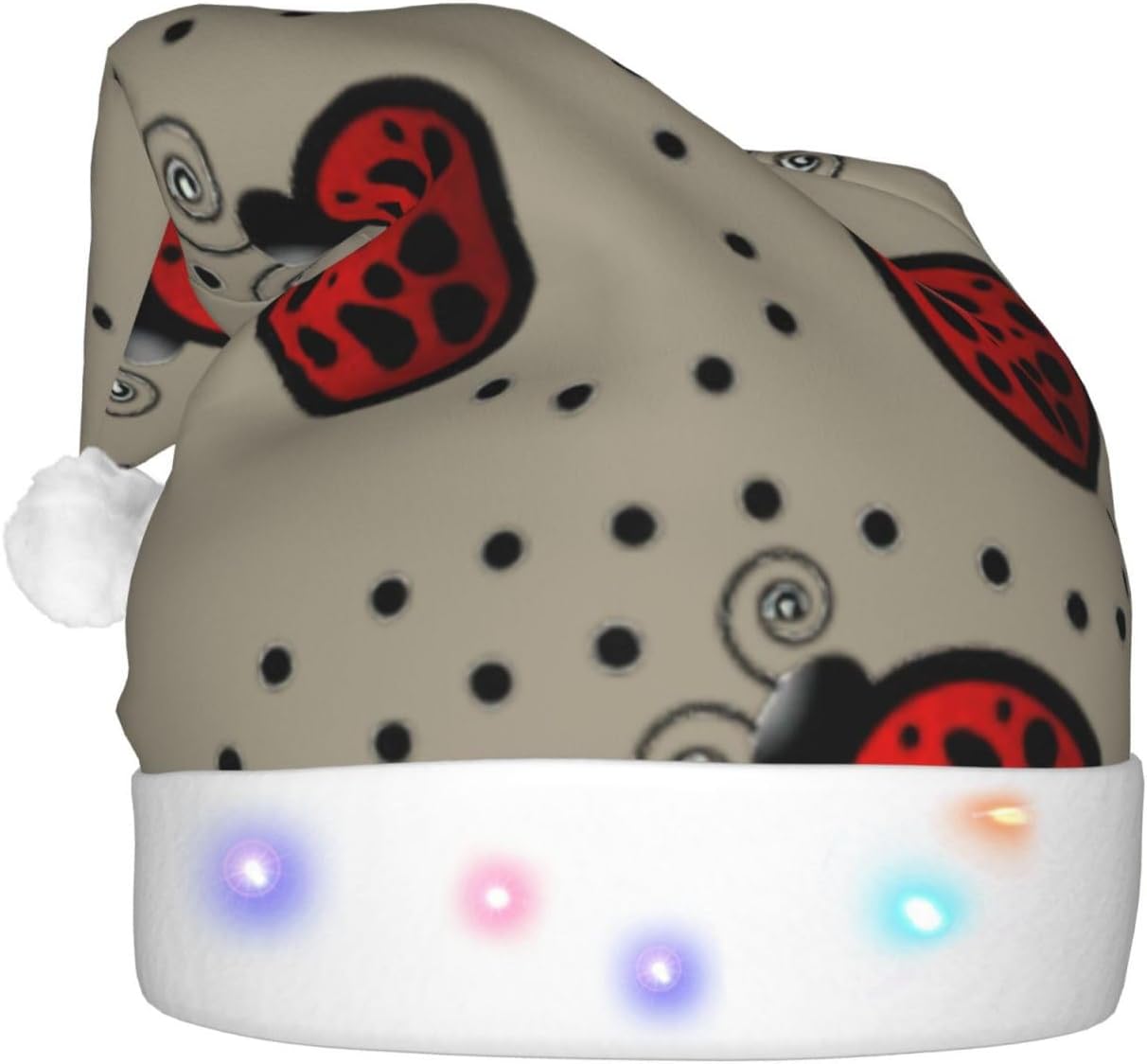 Art Ladybug Tracks Print Christmas Hat with LED Lights