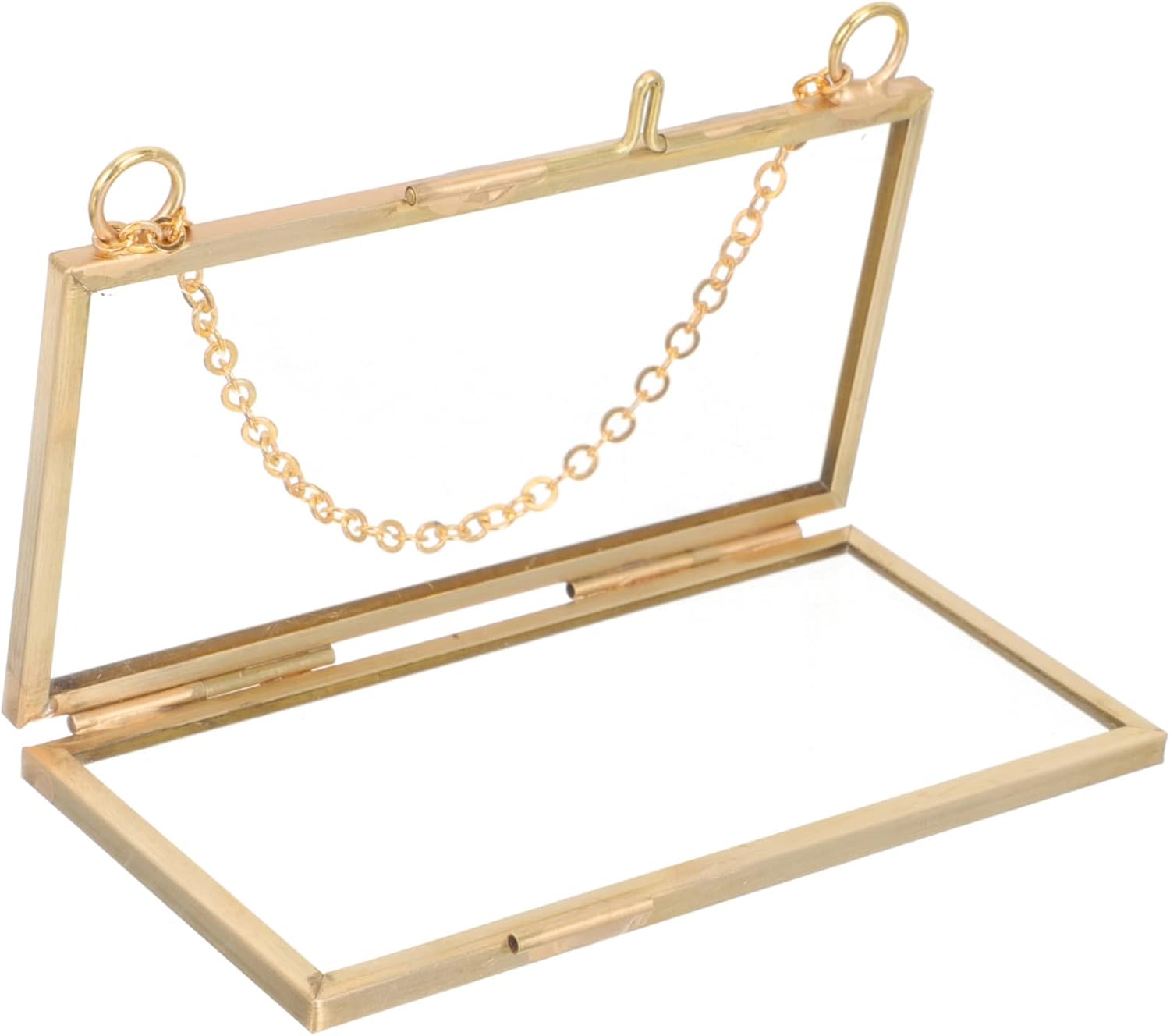 Brass Floating Glass Picture Frame for Pressed Flowers and Artwork Display