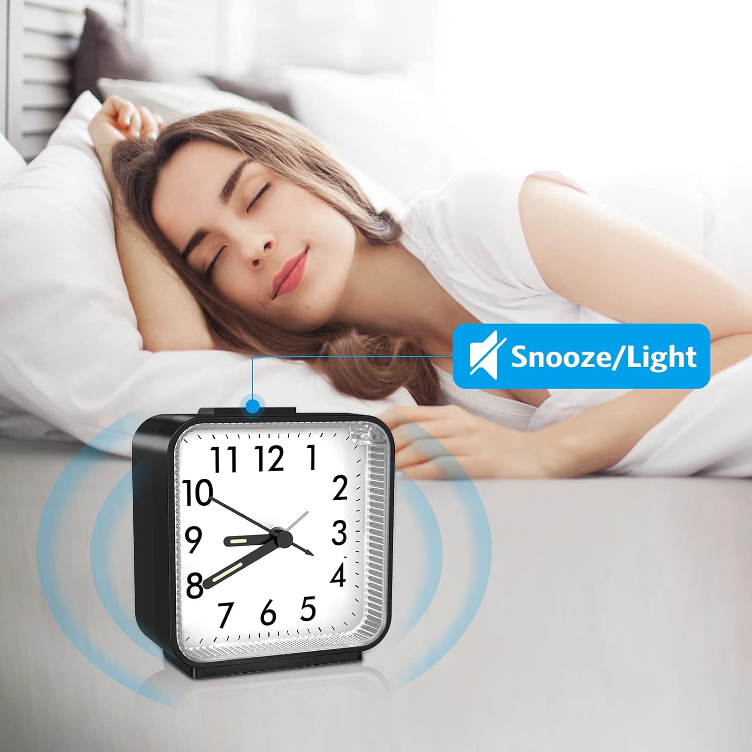 Silent Non-Ticking Clock with Loud Alarm and Night Light