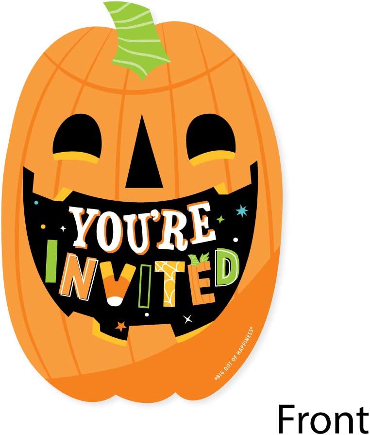 Big Dot of Happiness Jack-O-Lantern Halloween Invitation Set of 12