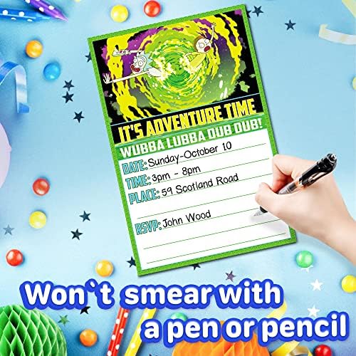 Set of 20 Anime Science Birthday Invites with Envelopes
