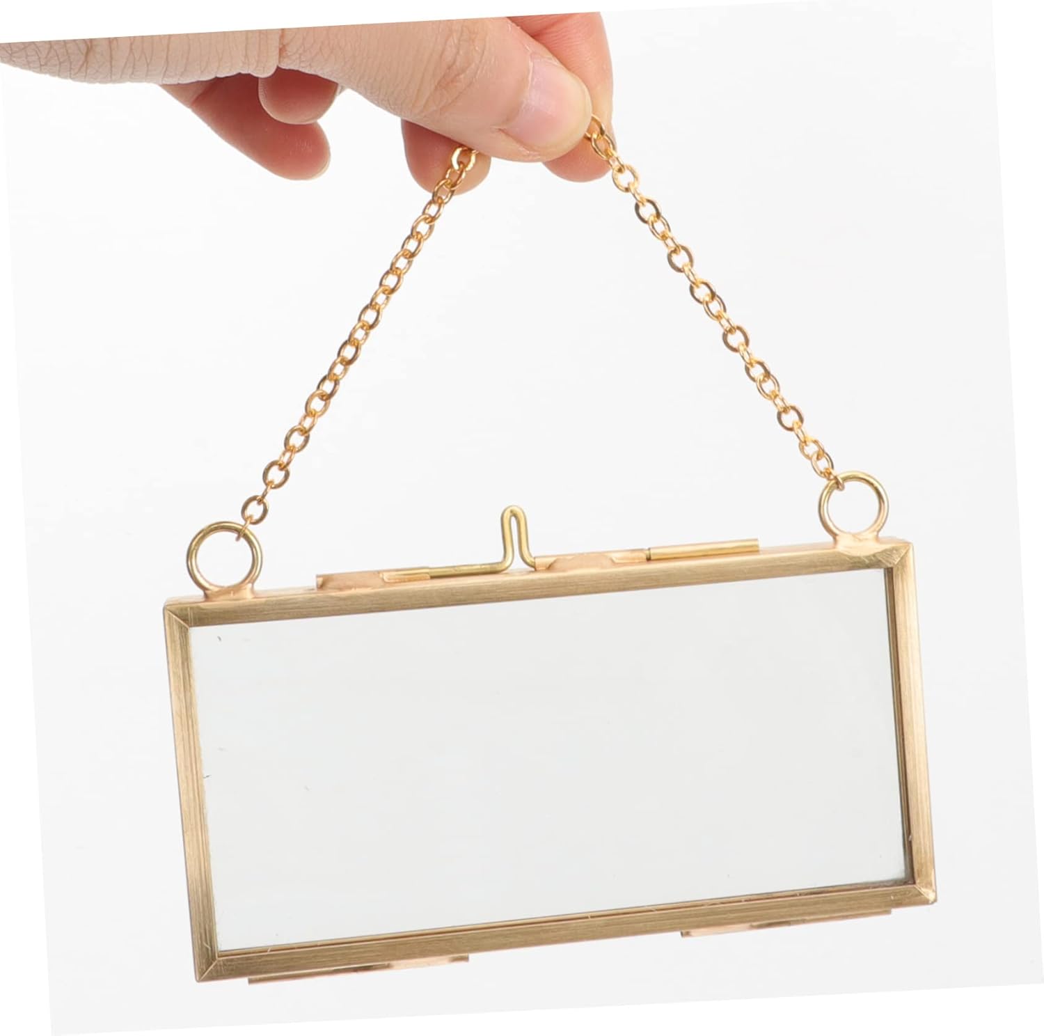 Brass Floating Glass Picture Frame for Pressed Flowers and Artwork Display