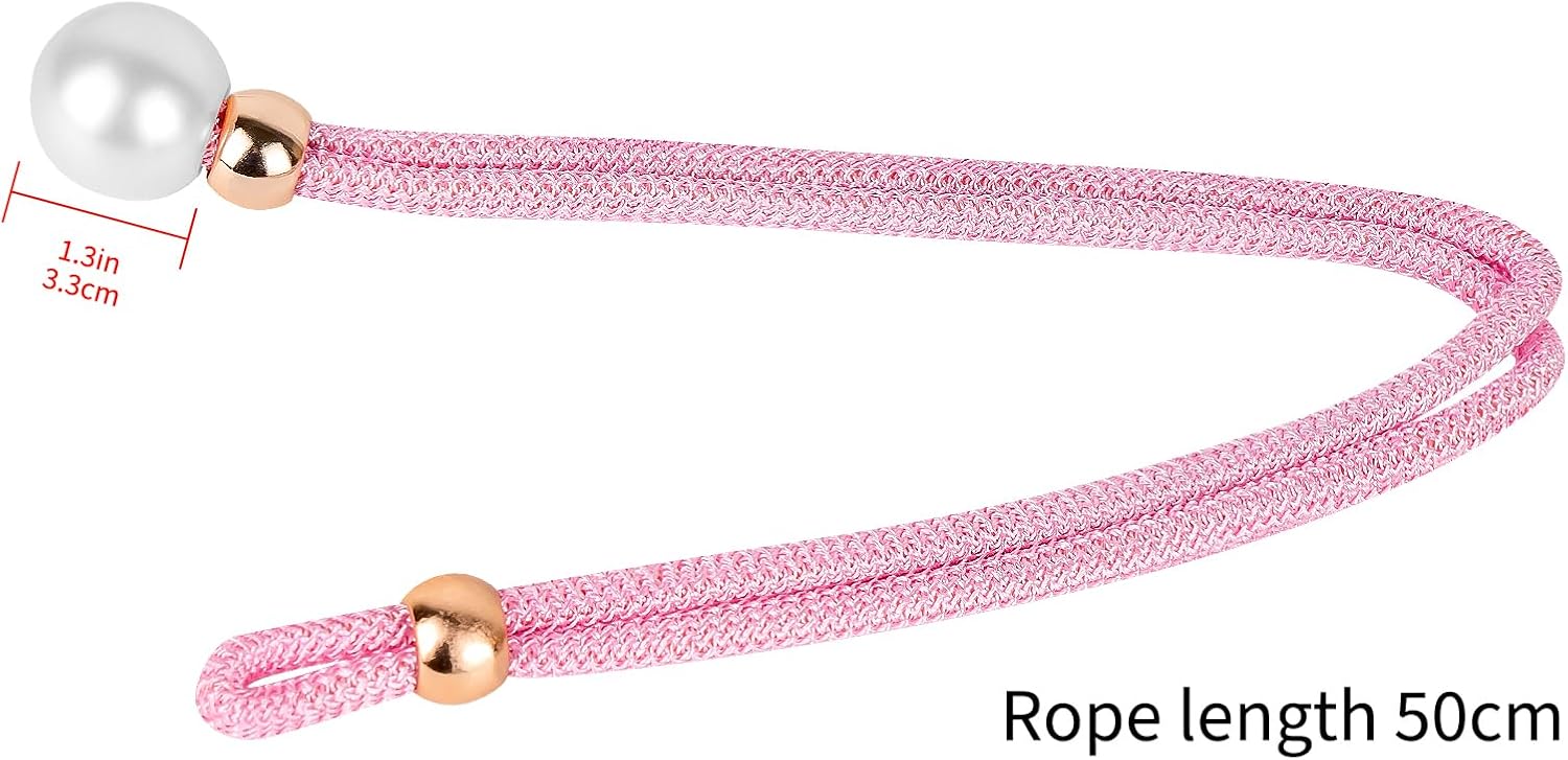 2 Pack Pink Adjustable Curtain Tiebacks with Large Imitation Pearls