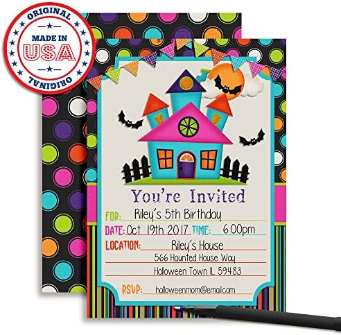 Colorful Haunted House Halloween Invitations 20 Piece Set