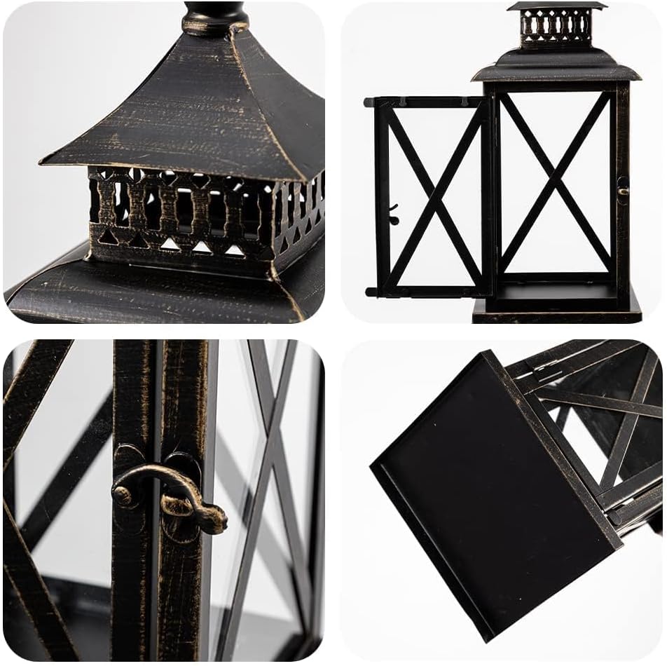 DECORKEY Decorative Candle Lanterns Black Indoor Outdoor